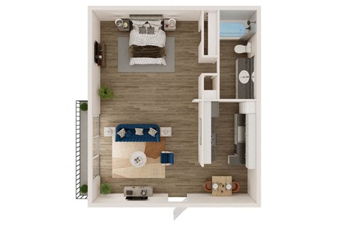 Floor plan for studio, 1 bath, 500 sqft